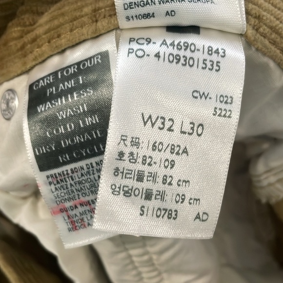 Levis Women Straight Leg 32x30 Corduroy Tan Stretch High Rise Retro Classic Pant - Picture 9 of 10